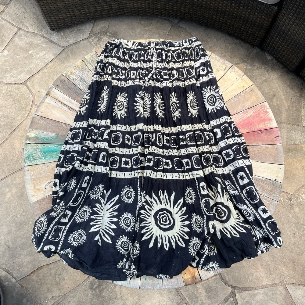 Bohemian Black and White Sunburst Skirt